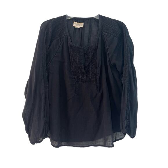 Denim & Supply Ralph Lauren Tunic Top Women XL Black Gauze Crochet Boho Goth - Picture 1 of 11